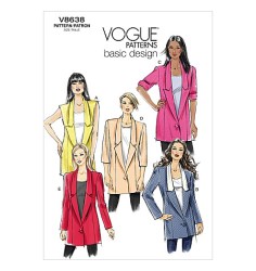 8638 VOG LONG 1 BUTTON JACKETS SLVS OR NOT PATTERN 6-12